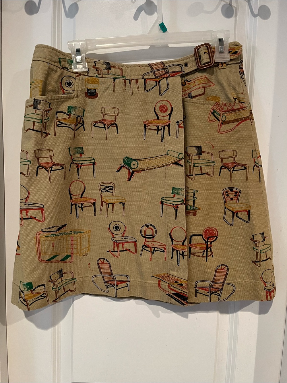 Anthropologie Skirt with Vintage Chair Motif, Size 10